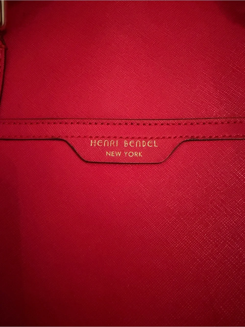 Henri Bendel New York Large Red Saffiano Laptop Tote Bag